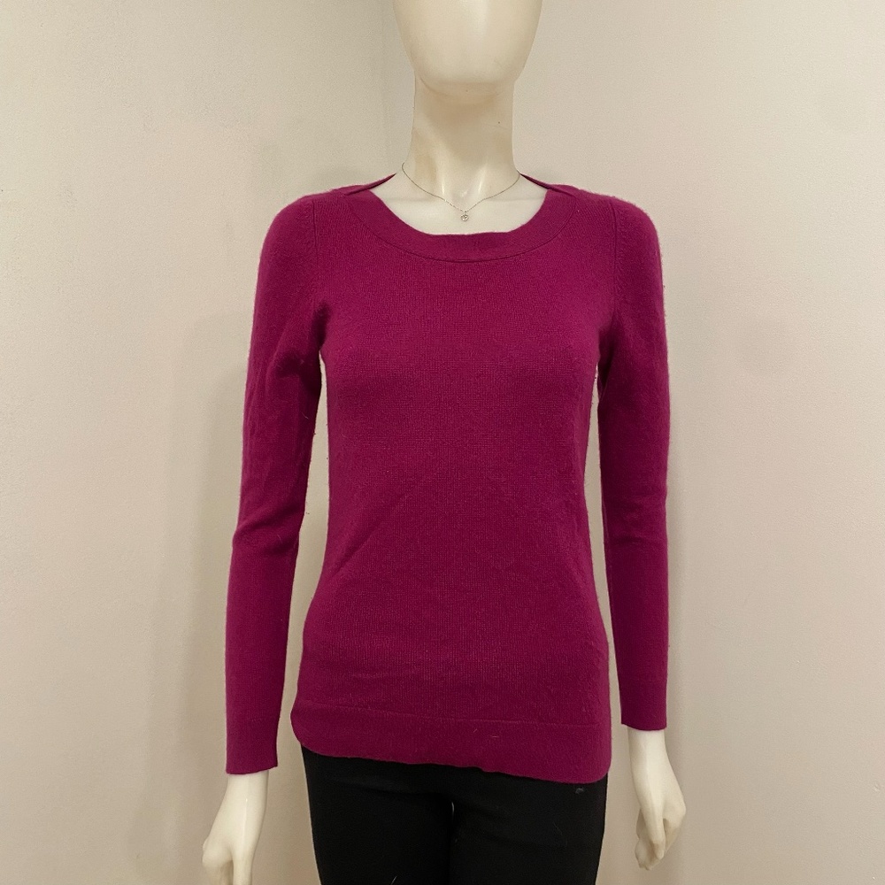 Cashmere Cache Purple Scoop Neck 100% Cashmere Sweater Small S